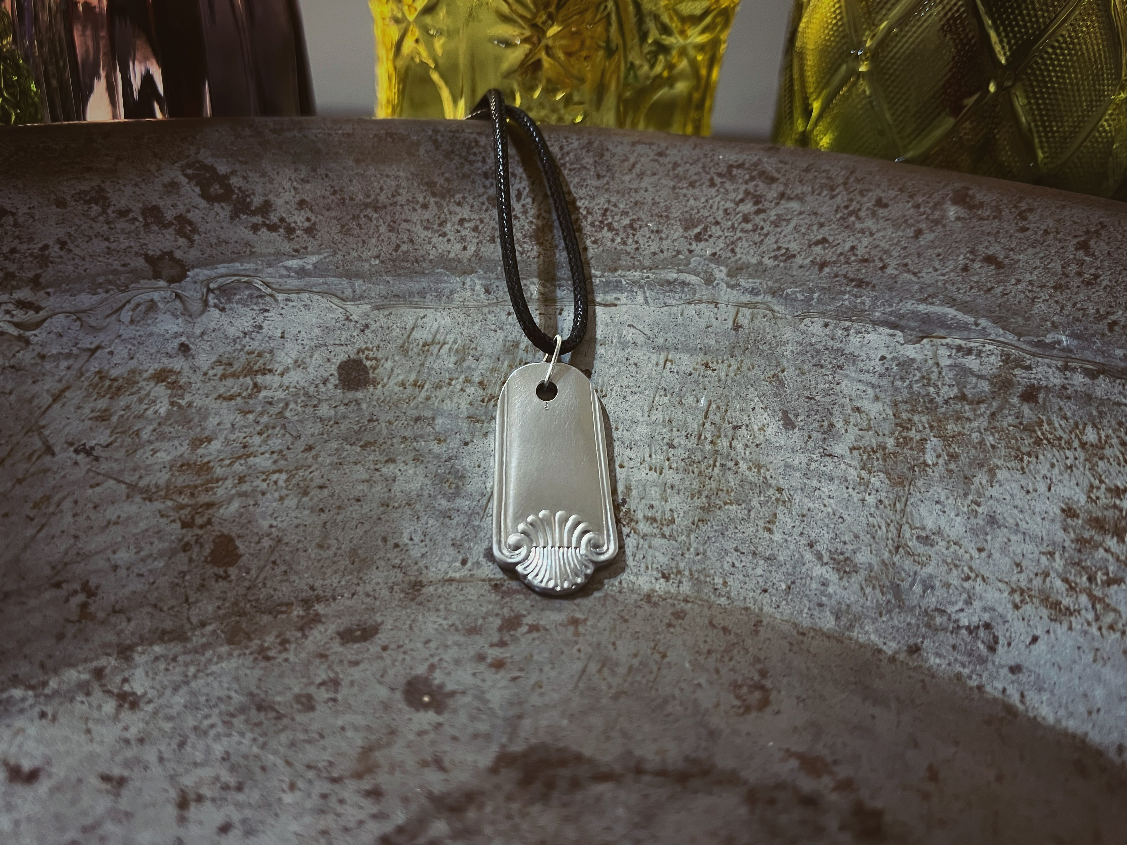 Floral Tapered Bar Necklace angle 2